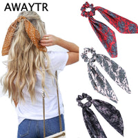 Scrunchie Women Ribbon Elastic Hair Scarf